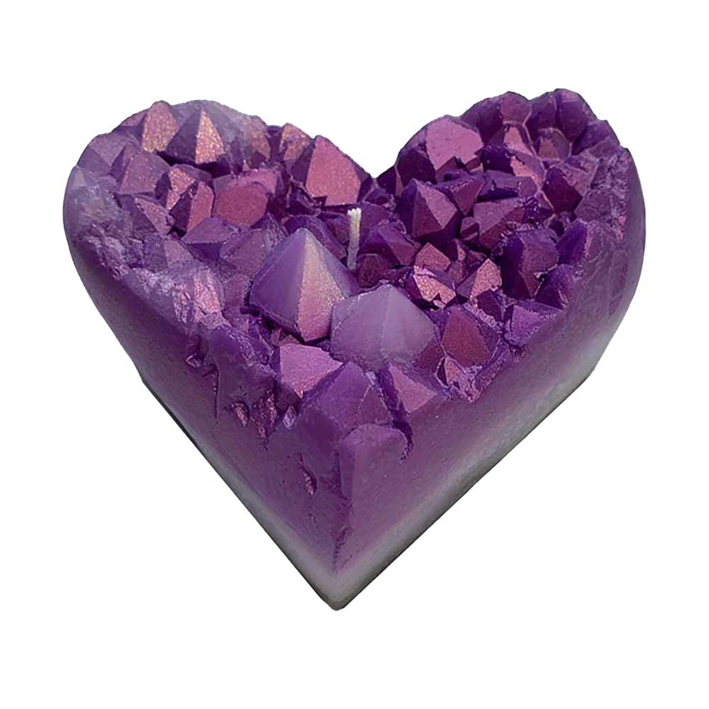 Heart Crystal Replica Candle - Purple