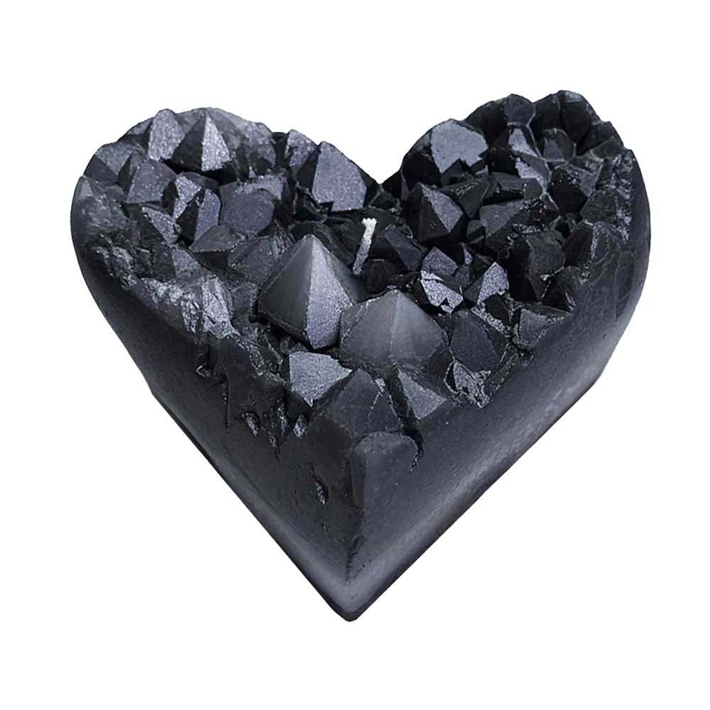 Geode Heart Crystal Candle - Black