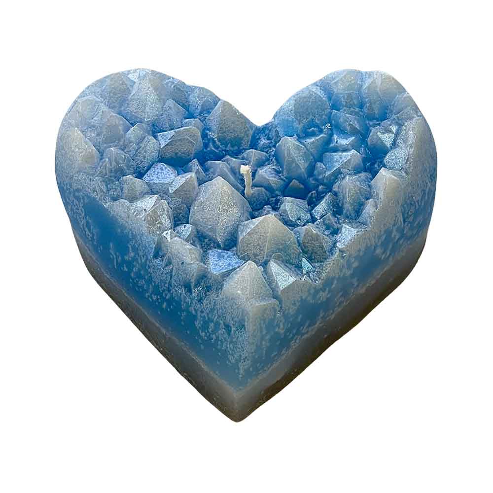 Geode Heart Crystal Candle - Blue